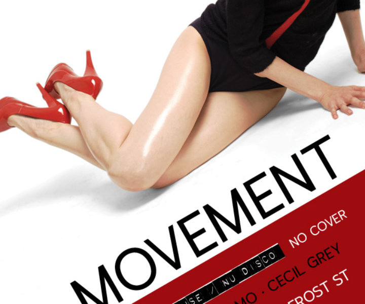 Flyer for MOVEMENT at Loreley Williamsburg with DJs Ayesha Adamo and Cecil Grey. Photo by John DeAmara